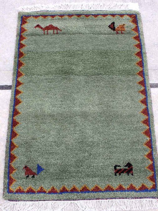Gabbeh Hand Knotted Carpet: Length 3 Feet Width 2 Feet