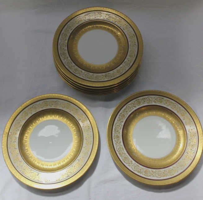 Eight Royal Bavarian Hutschenreuther Selb Chargers: Diameter 11 inches. Excellent condition very little wear Selb Bavaria