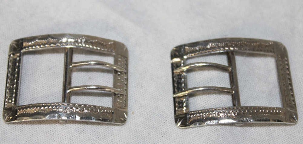 Two Antique Engraved Sterling Silver Belt Buckles: From 1904. Property of a Westport, CT estate