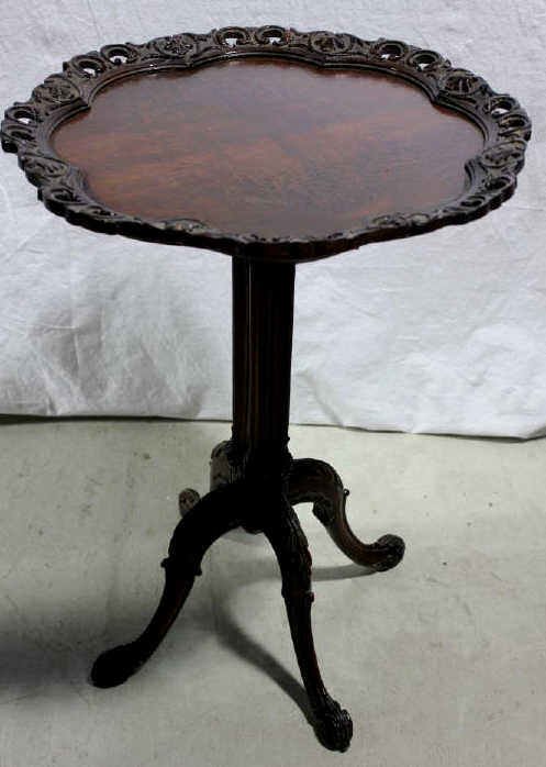 Georgian Style Pedestal Occasional Table: Height 28 Inches Diameter of top 18.5 Inches
