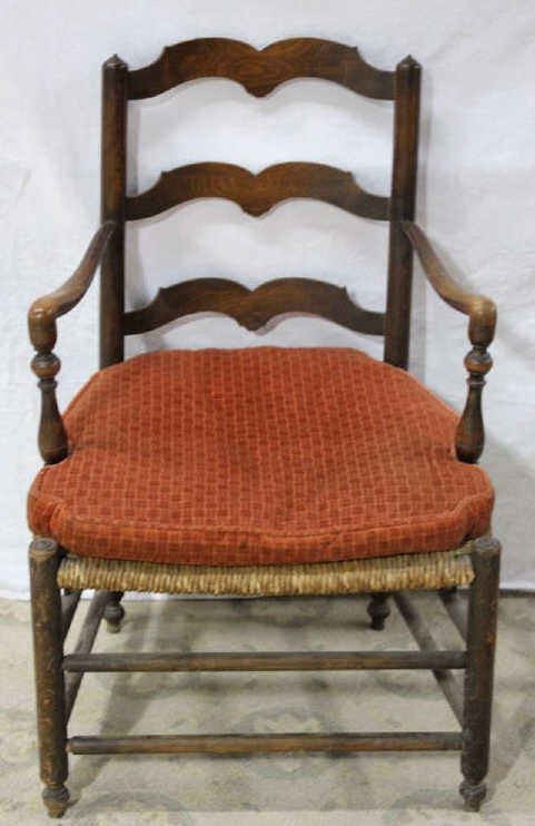 American Wood Armchair with Seat Cushion: Height 36 Inches Width 23 Inches Depth 19.5 Inches