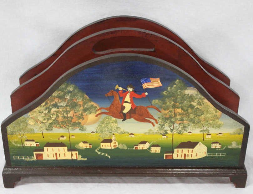 Americana Painted Magazine Holder: With a quote from Charles Dickens painted on the back. Height 18 Inches Width 18 Inches Depth 8 Inches