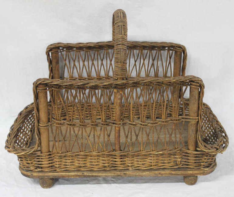 Wide Wicker Flower Basket: Height approximately 17.5 Inches Width approximately 21.5 Inches Depth approximately 12.5 Inches