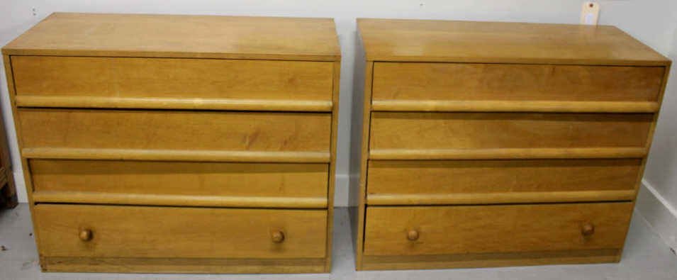 Pair of Deco Modern Four Drawer Dressers: Height 30 Inches Width 37 Inches Depth 15 Inches