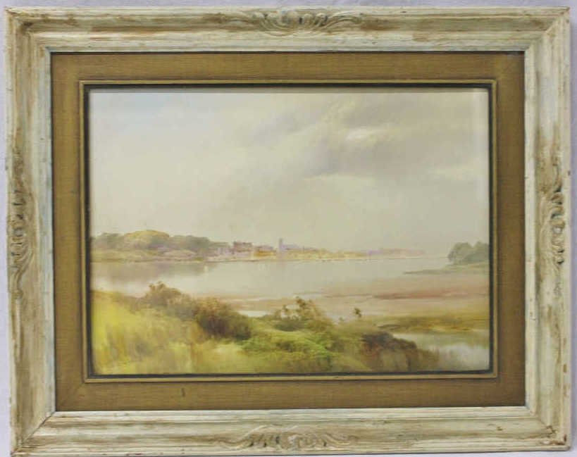 Estuary of the Teign Signed Lower Left J. Shaplan: S. Devon. Watercolor and gouache. John Shapland. English, 1865-1929. Served as principal of the Exeter School of Art from 1899-1913. Height 10 Inches Width 14 Inches