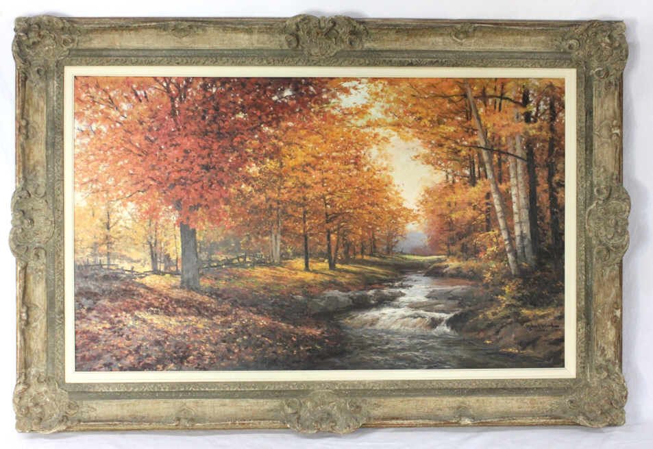 Autumnal Stream Scene Signed Robert Wood 1959