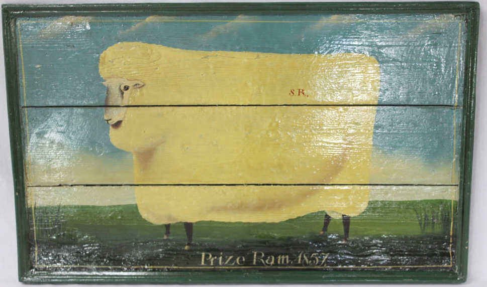 Painting of Ram, English 1857, Oil on board: Height 18 Inches Width 30 Inches reinforced back Label Michael Davis Surrey England