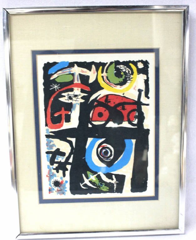 Small Abstract Print Signed Miro: Heigh 11 Inches Width 9 Inches