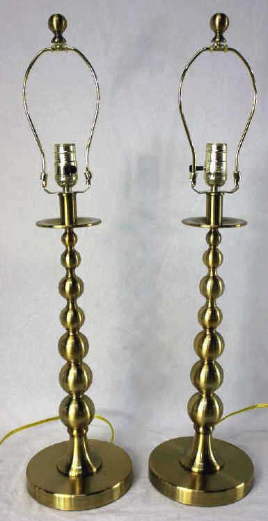 Pair of Ralph Lauren Brass Lamps: Height 29 Inches Width 8 Inches From a home in Irvington NY