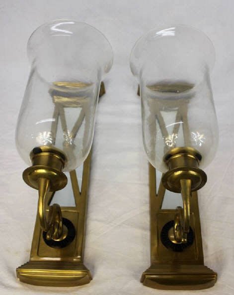 Pair of Bronze Empire Style Sconces: Height 19 Inches Width 4 Inches Depth 10 Inches Mirrored Backs