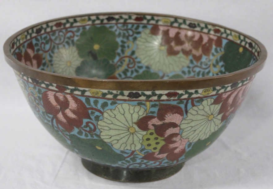 Antique Cloisonne Bowl: Height 7 Inches Width 14 Inches