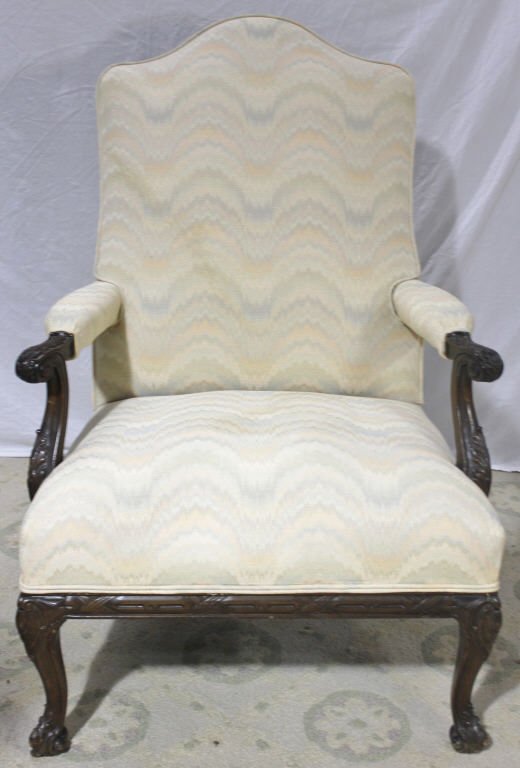Antique Upholstered Armchair: Height 40 Inches Width 26 Inches Depth 23 Inches