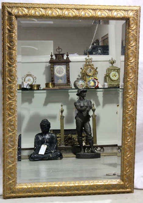 Gilt Beveled Mirror: Height 30 Inches Width 41 Inches