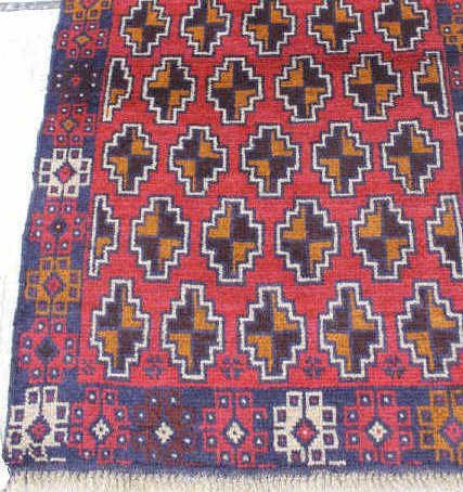 Tribal Baluch Hand Knotted Carpet: Length 4 Feet 9 Inches Width 3 Feet