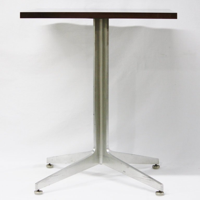 Aluminum Base Contemporary Occasional Table: Height 26.5 Inches Width 22 Inches Depth 22 Inches