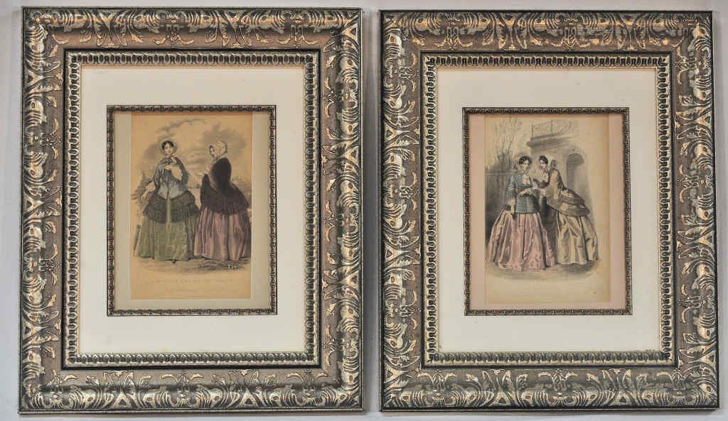 Two Godey's Colored Fashion Prints: Engraved expressely for Godey's 1854 Book By J. L. Pease I