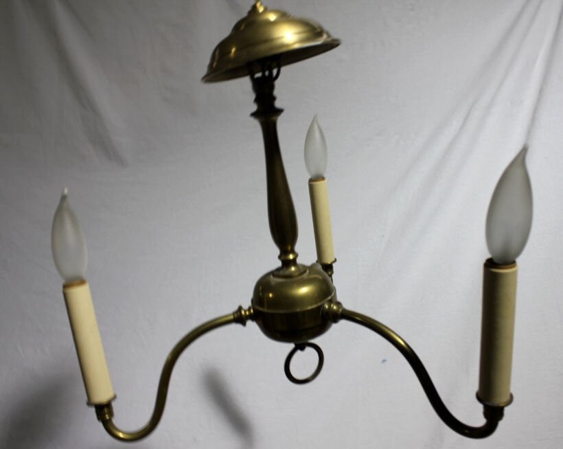 Three Arm Chandelier: Height 18 Inches Width 15 Inches