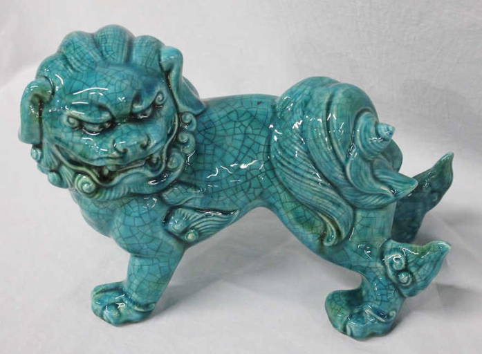 Turquoise Painted Foo Dog