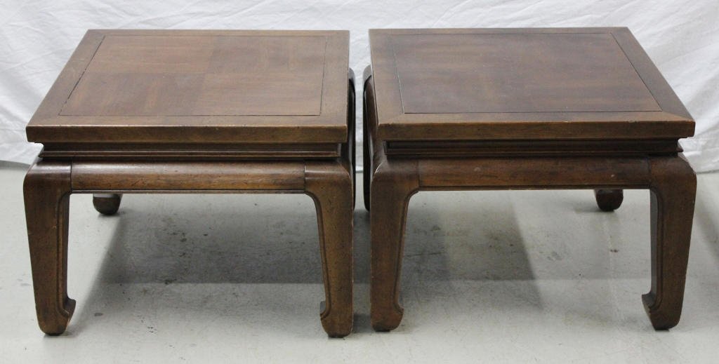 Pair of Mahogany End Tables: Height 16 Inches Width 21 Inches Depth 21 Inches