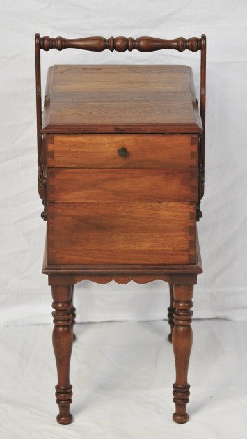 Cherrywood Sewing Caddy: Collapsible, with standing legs. Height 11 Inches Width 17 Inches Depth 11 Inches