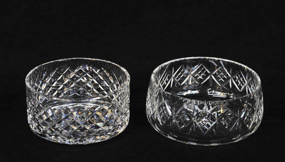 Two Cut Crystal Bowls: One marked Waterford, the other marked Edinburgh Crystal Waterford Bowl height 4 Inches Diameter 7 Inches