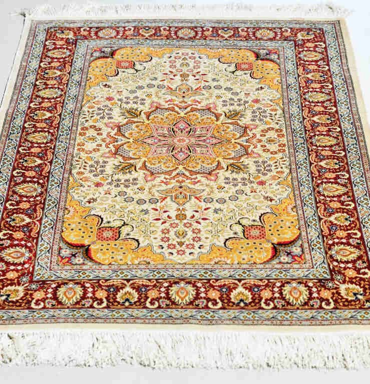 Hereke Silk Rug: 36 inches by 55 inches Signed