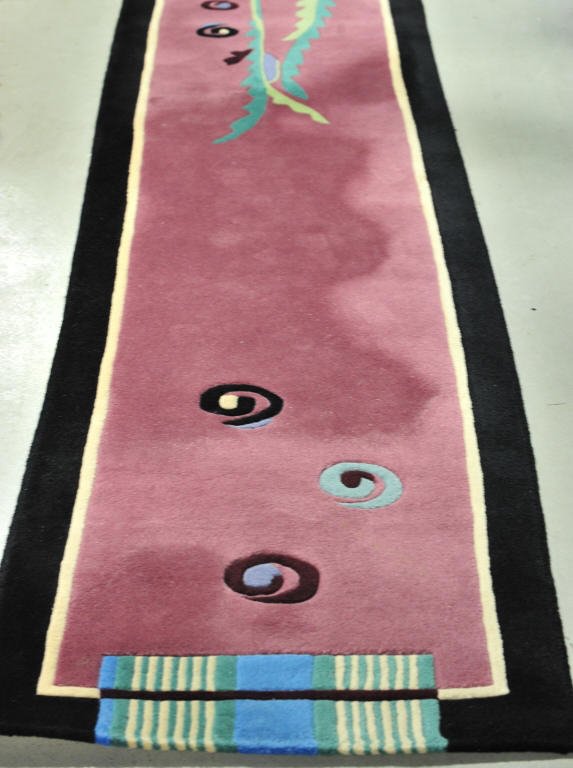 Modern Wool Runner by Wools of New Zealand: Neptune Signed YR Design Length 10 Feet by 2 Feet 4 Inches
