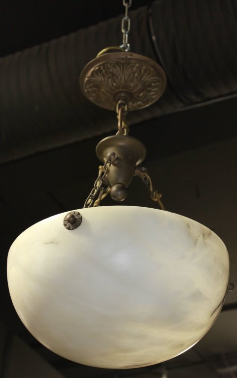 Italian 1940's Alabaster Pendant Light: Width 12 inches Height 5.5 inches