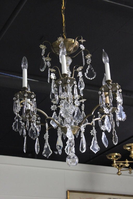 Czechoslovakian Bohemain Crystal Chandelier: Six Arm Chandelier Height 20 Inches Width 23 Inches
