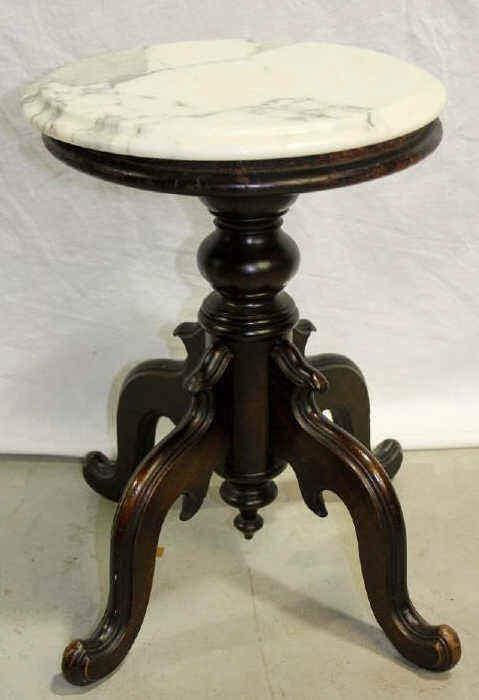Marble Top Piano Stool: Height 20 Inches Diameter 14 Inches From A Wilton Ct Estate