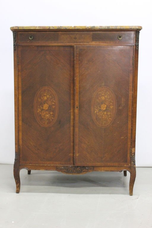 Marble Top Bronze Mounts English Gentlemen Dresser: Height 50 inches Width 38 inches Depth 21 inches