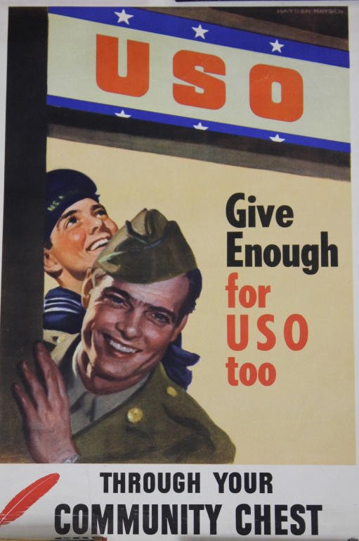 WWII Propaganda Poster: USO Give Enough for the USO Too Vintage wwII Color Poster
