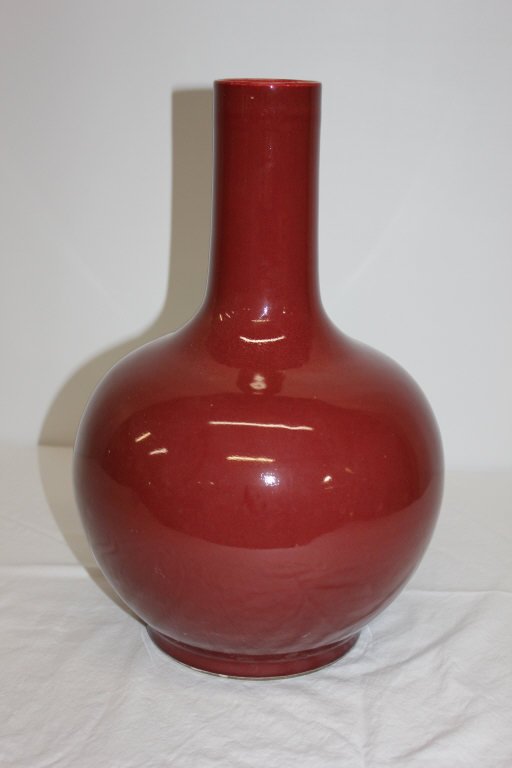 Chinese Oxblood Vase: Height 15.25 inches by Width 10 inches