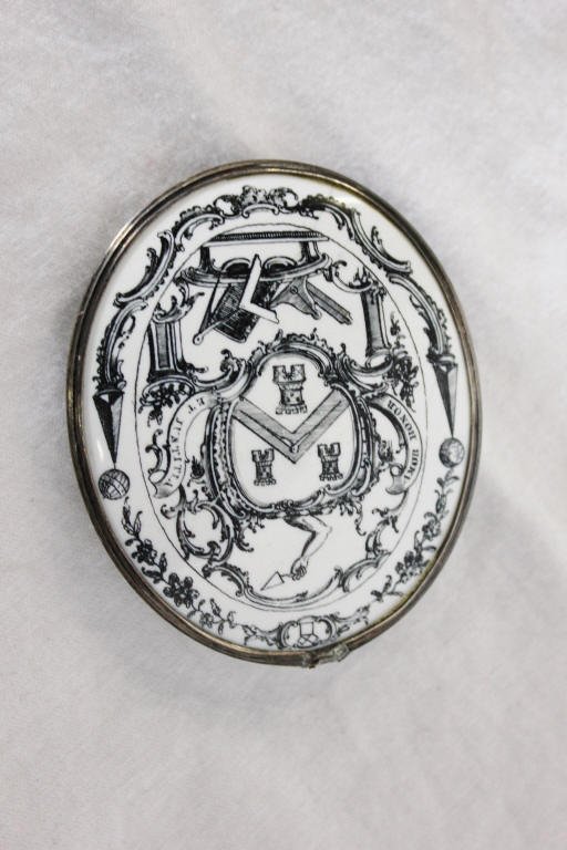 Continental Black and White Porcelain Medallion: Length 2.75 Inches Width 2 Inches
