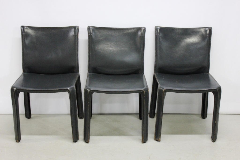 3 Leather Mario Bellina for Cassina Chairs: Leather Chairs Circa 1970 - 1979 Height 32 inches Width 18.5 inches Depth 15 inches