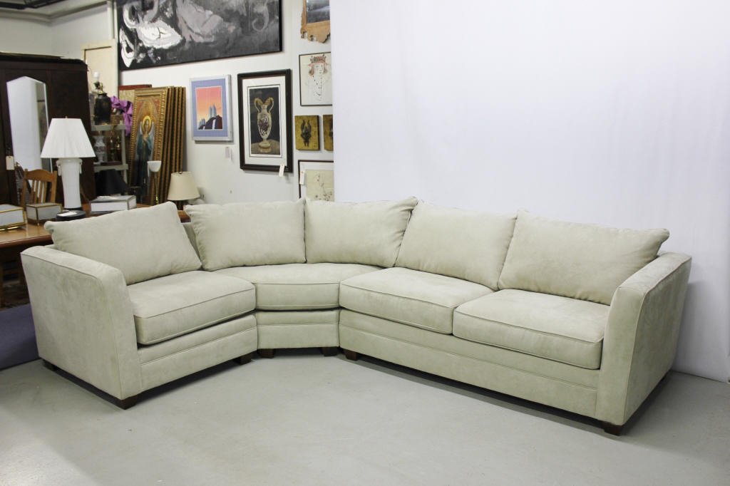 Three Piece Sectional Sofa with Sleeper by Bauhaus: Brand New Has Original Tags Ultra Suede made by Bauhaus