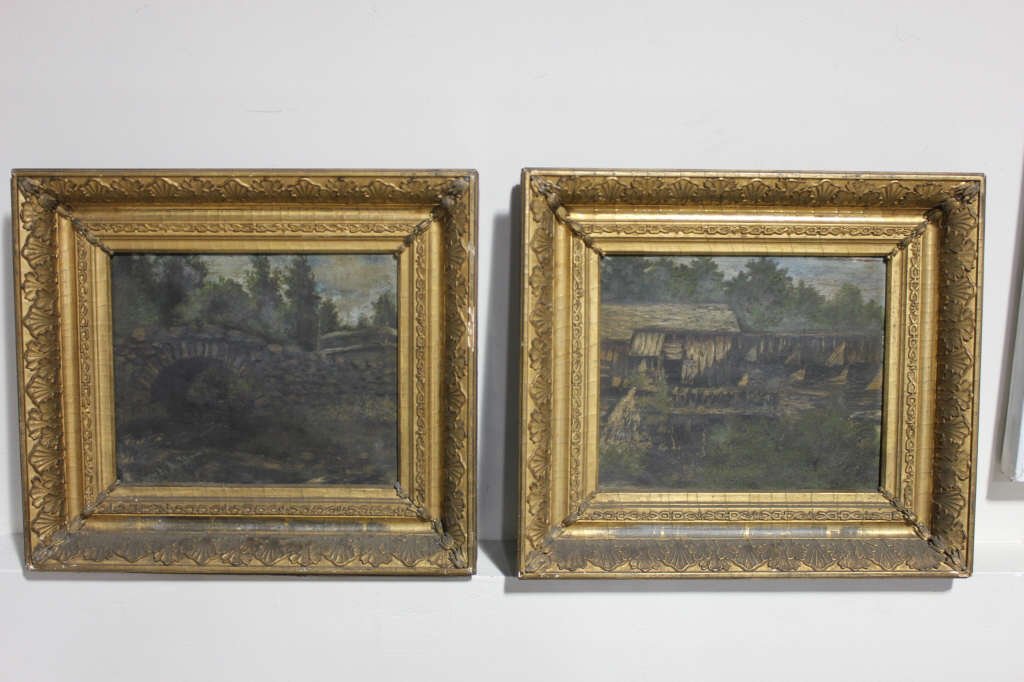 Two Antique Victorian Landscapes, oil on canvas: signed illegible Height 9 inches Width 11 inches