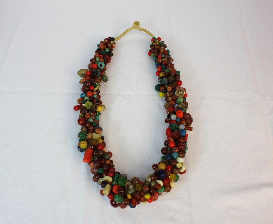 Multi-colored Trade Bead Necklace on Rope (1 of 4)