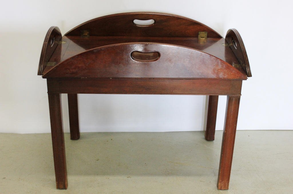 Mahogany King George Butler'sTable: Height: 19 inches. Width: 35 inches. Length: 37 inches.
