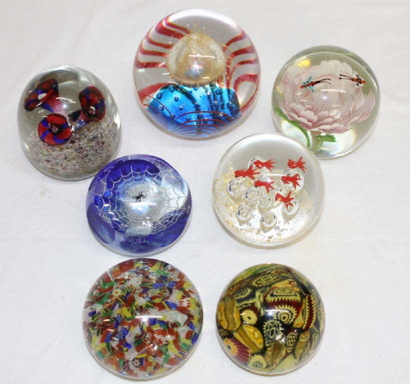 6 Murano Glass Paperweights & Accompanying Glass (1 of 5)