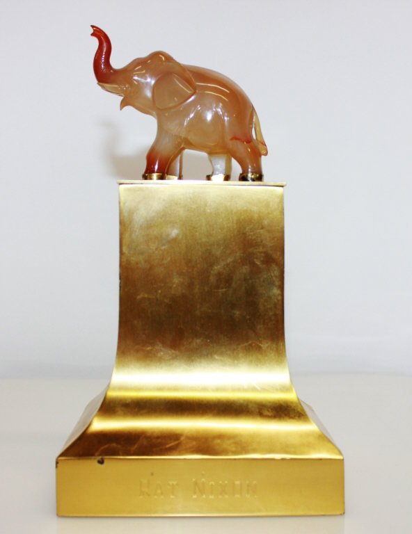 Carved Stone Elephant on top of Sterling Stand (1 of 6)