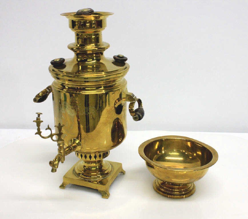 Russian Brass Samovar with Drip Bowl (1 of 9)