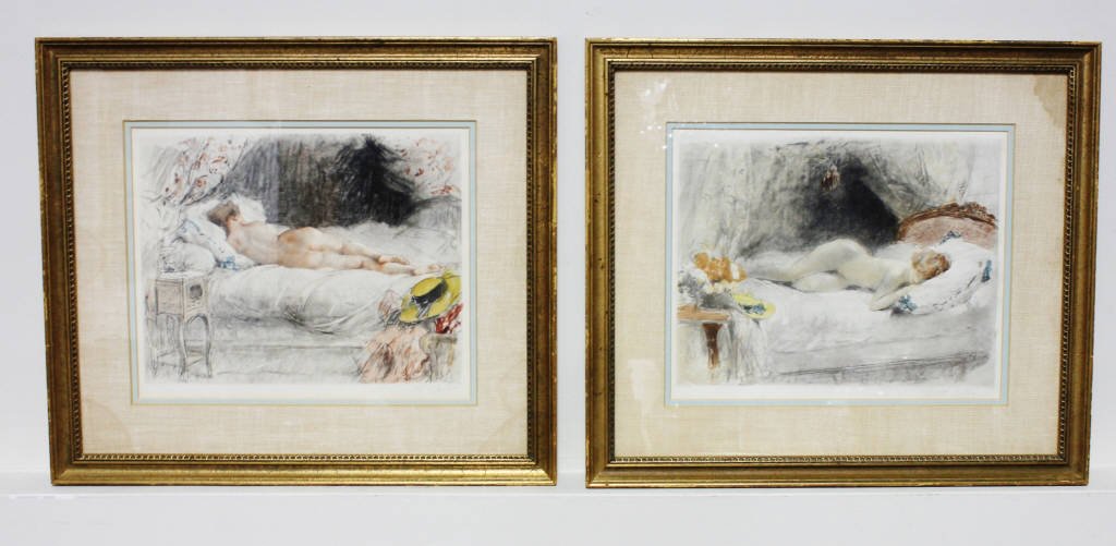 Pair of Antoine Calbet Watercolor, Nudes (1 of 3)