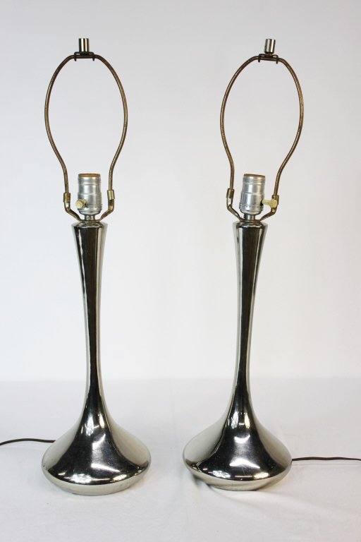 Pair Mid Century Modern Chrome Table Lamps (1 of 5)