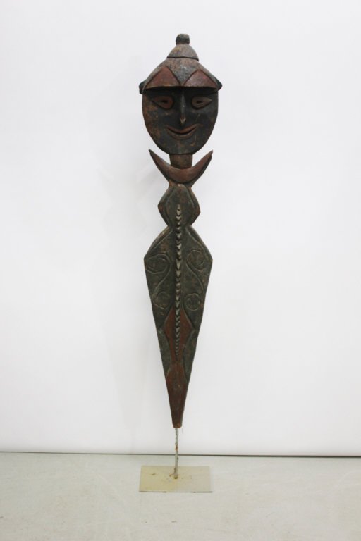Carved Wood African Deity Sculpture: Height 54 inches Width 9 inches