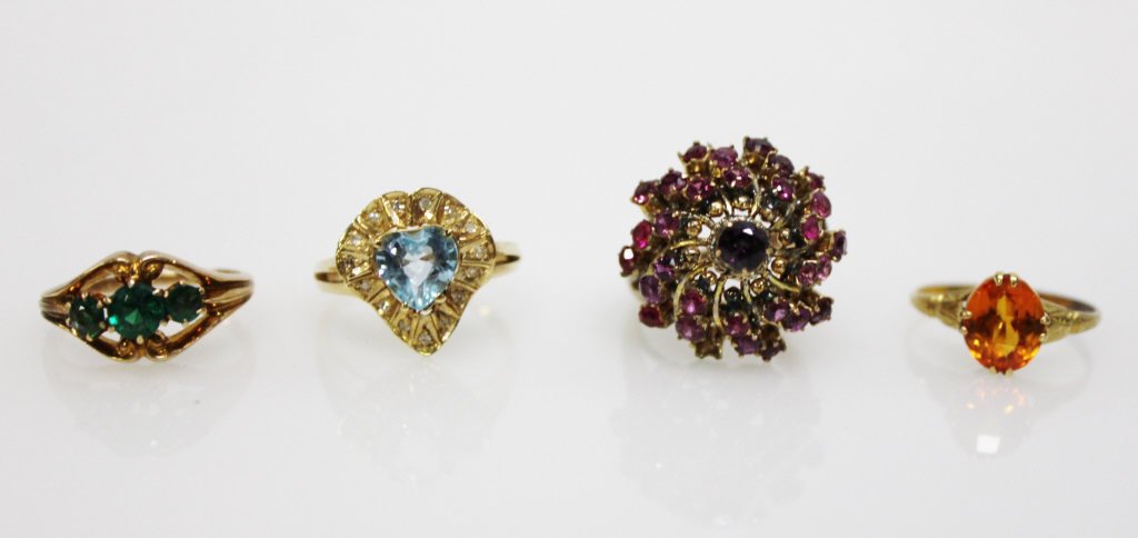 Four 18K Yellow Gold Gemstone Lady's Rings (1 of 5)