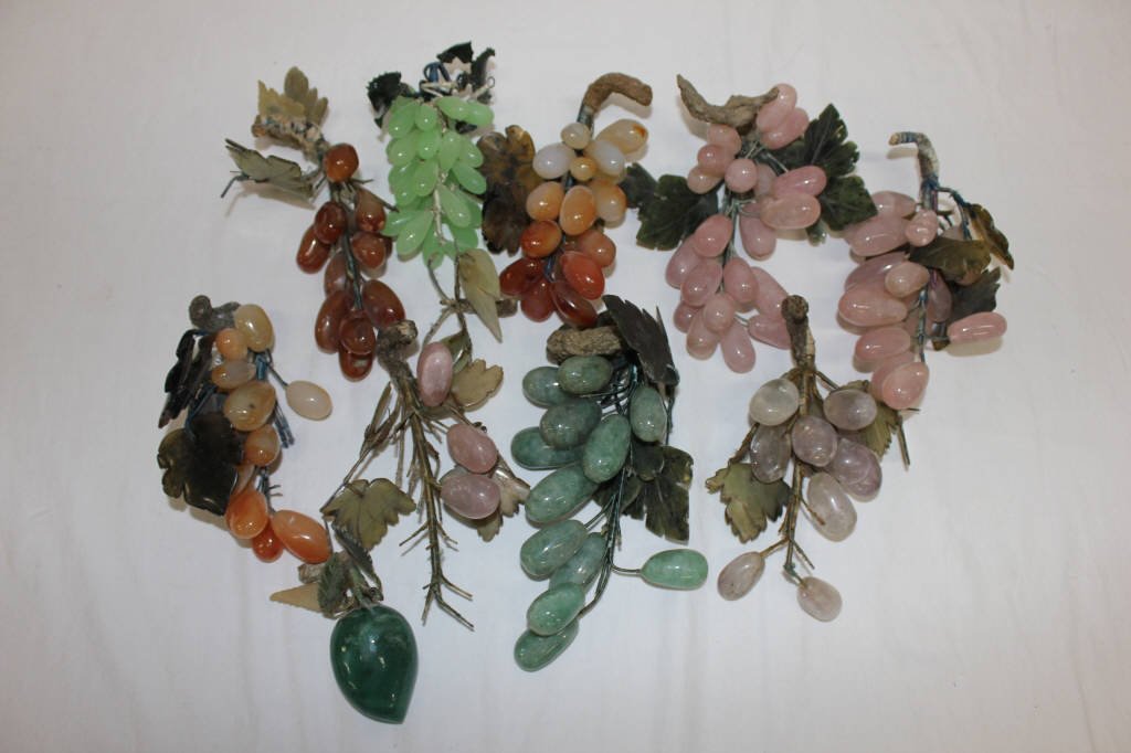 Chinese Carved Rose Quartz, Jadeite, Fruit (1 of 7)