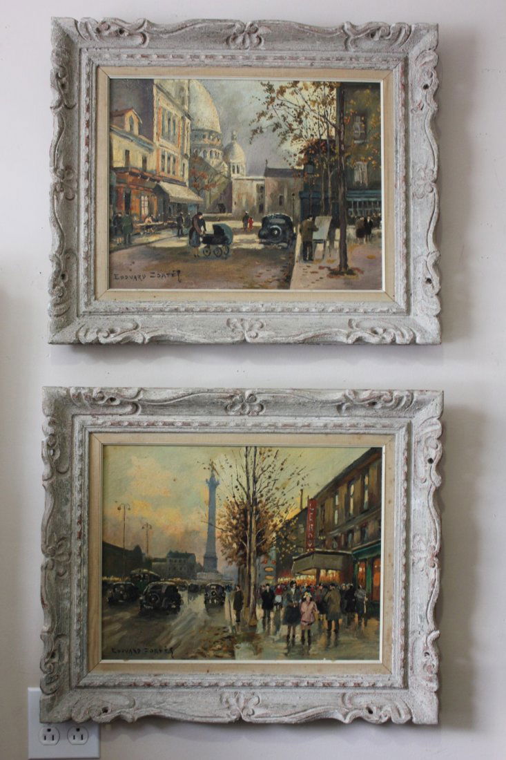 Pair Oils, Paris Street Scenes, Aft. Cortes (1 of 9)
