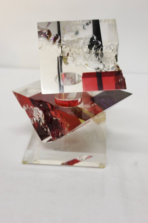 R. Garrett Signed Lucite Cubist Sculpture (1 of 4)