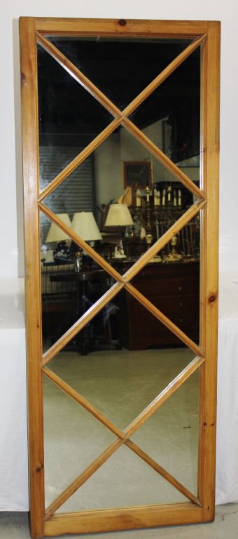 Large Crossed Wood Long Rectangular Mirror (1 of 4)